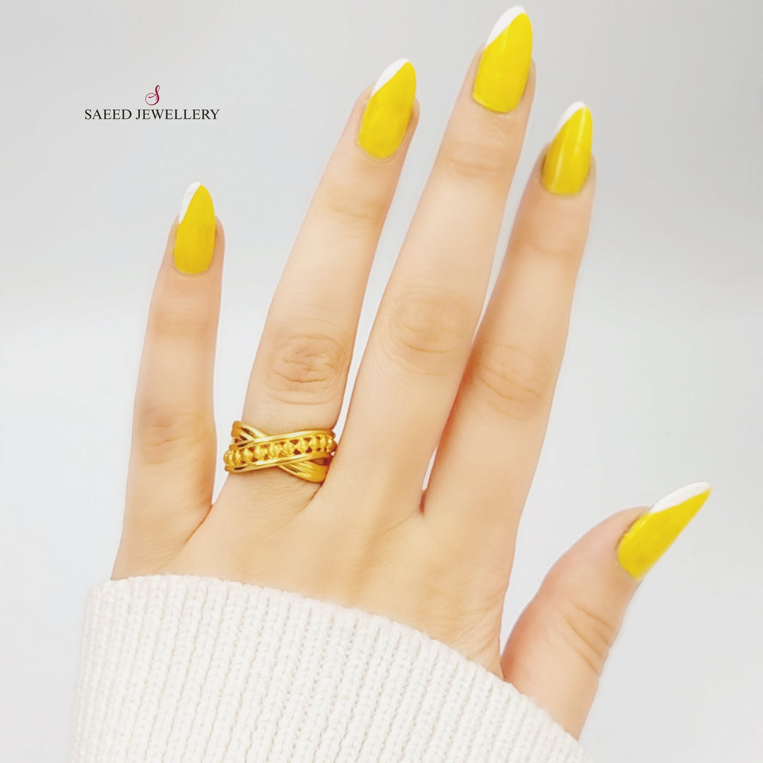 21K Gold Turkish x Ring by Saeed Jewelry - Image 2