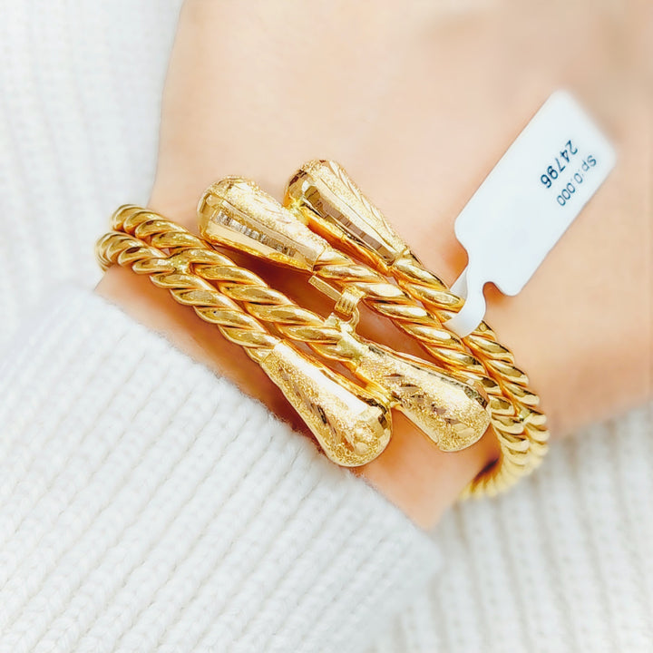 21K Gold Twisted Bracelet by Saeed Jewelry - Image 3