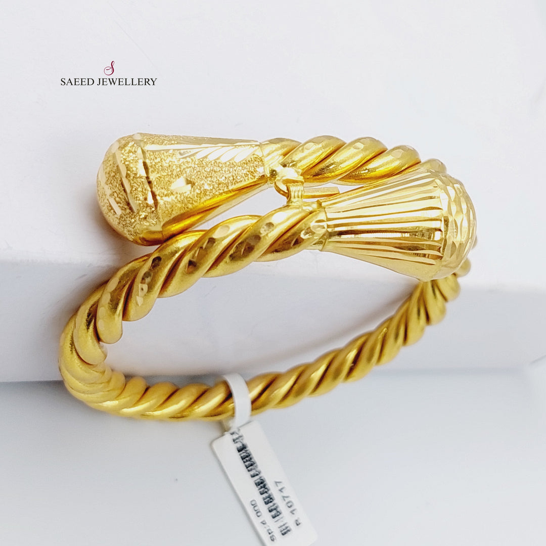 21K Gold Twisted Bracelet by Saeed Jewelry - Image 3