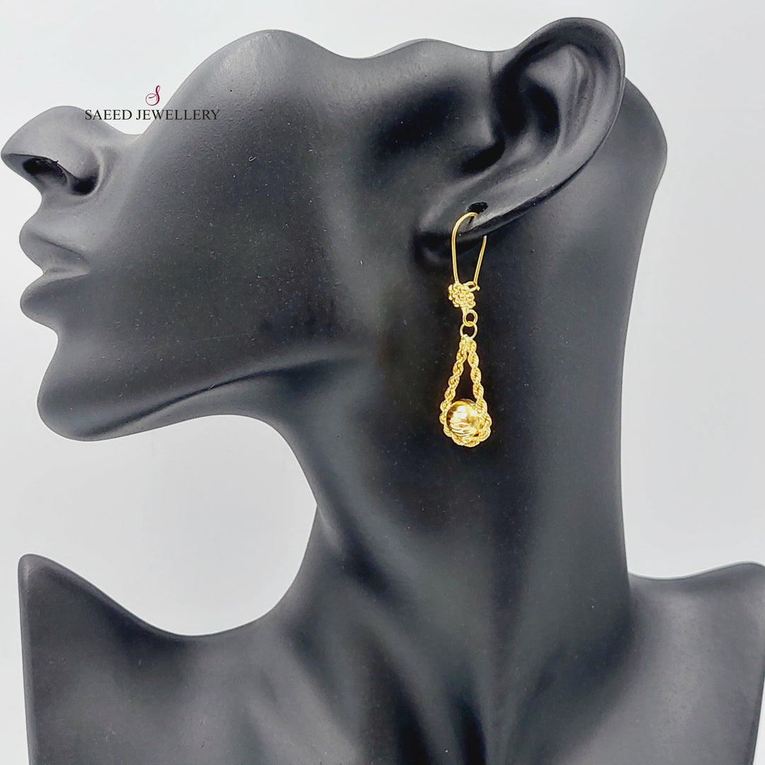 21K Gold Twisted Earrings by Saeed Jewelry - Image 3