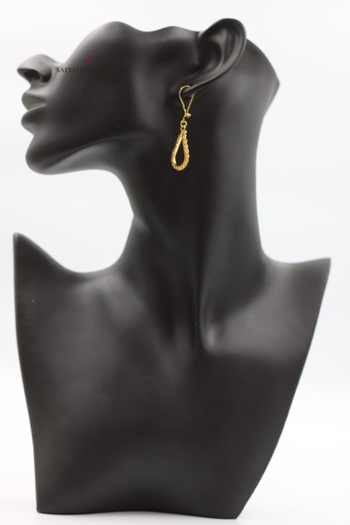 21K Gold Twisted Earrings by Saeed Jewelry - Image 3