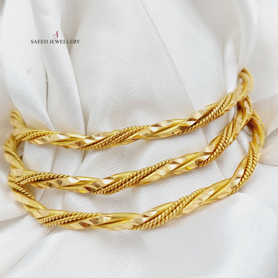 21K Gold Twisted Solid Bangle by Saeed Jewelry - Image 2