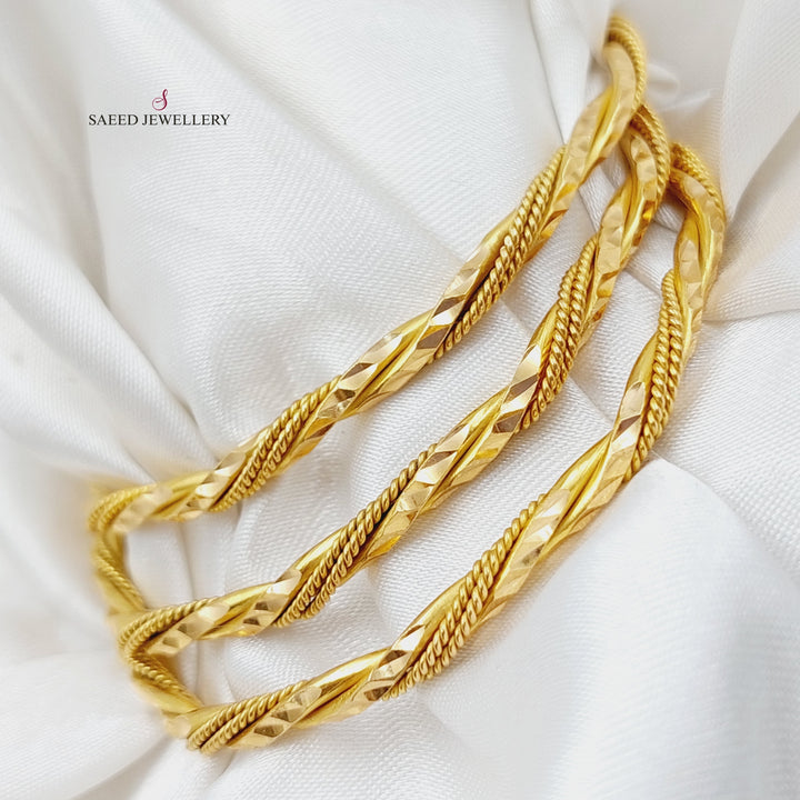 21K Gold Twisted Solid Bangle by Saeed Jewelry - Image 3