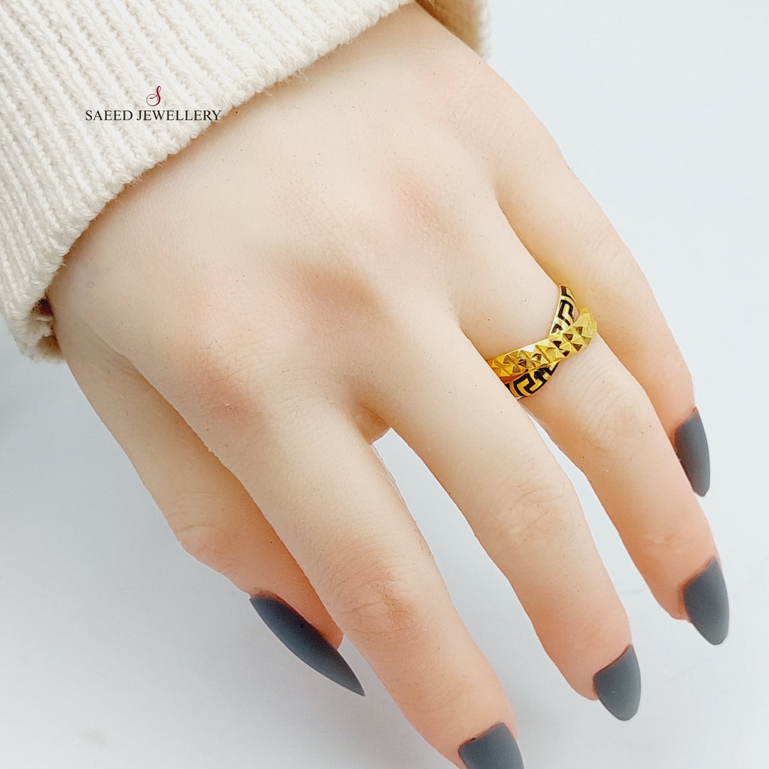 21K Gold X Enamel Ring by Saeed Jewelry - Image 2