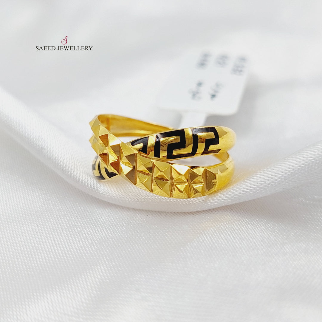 21K X Enamel Ring Made of 21K Yellow Gold by Saeed Jewelry-27103