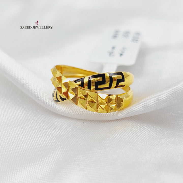 21K X Enamel Ring Made of 21K Yellow Gold by Saeed Jewelry-27103