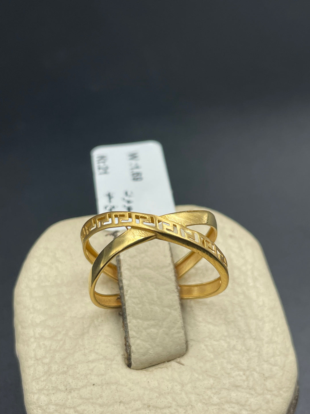 21K Gold X Ring by Saeed Jewelry - Image 4