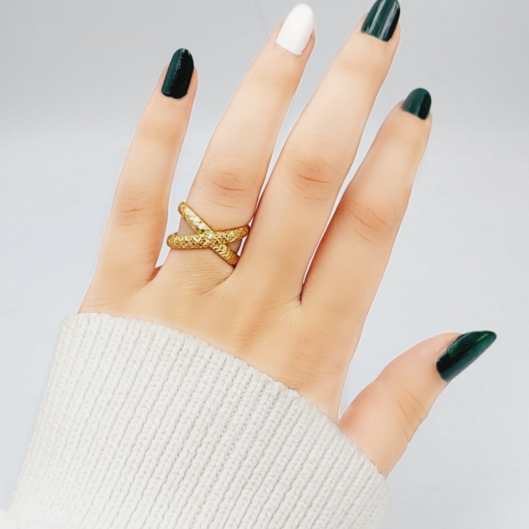 21K Gold X Ring by Saeed Jewelry - Image 2