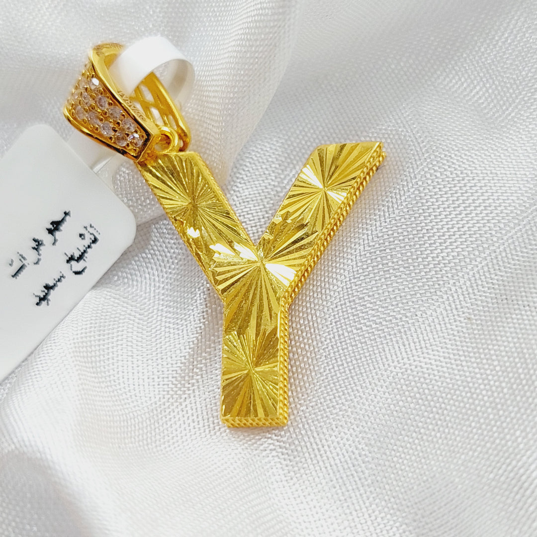 21K Gold Y Letter Pendant by Saeed Jewelry - Image 1