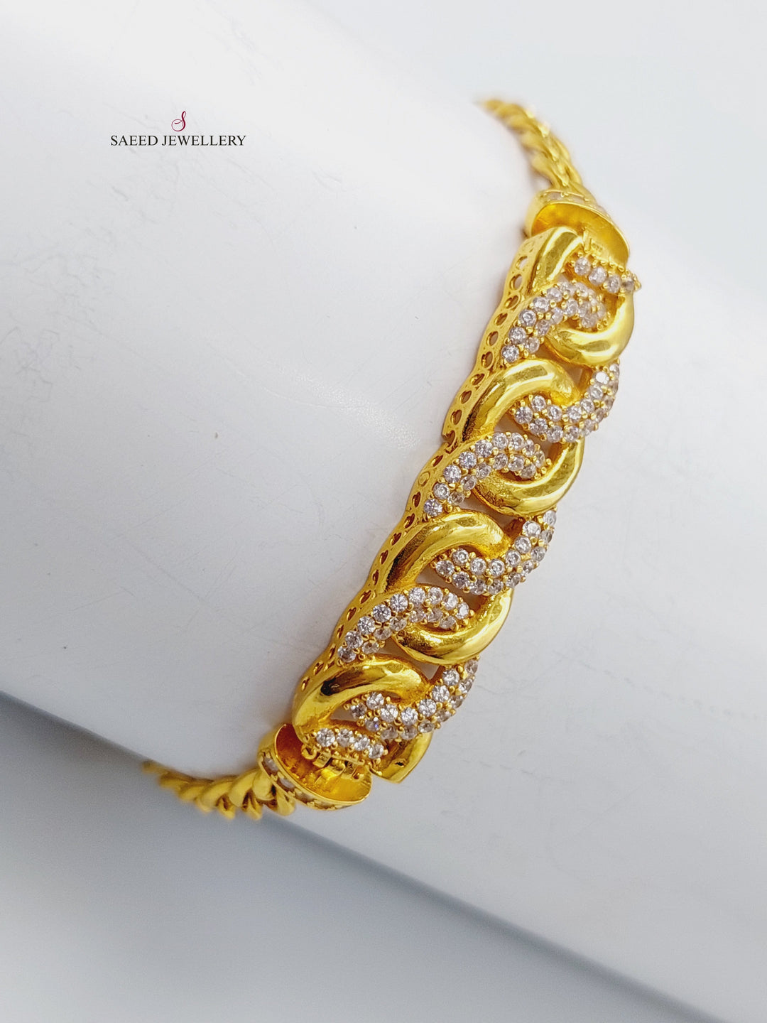 21K Gold Zirconia Bracelet by Saeed Jewelry - Image 3