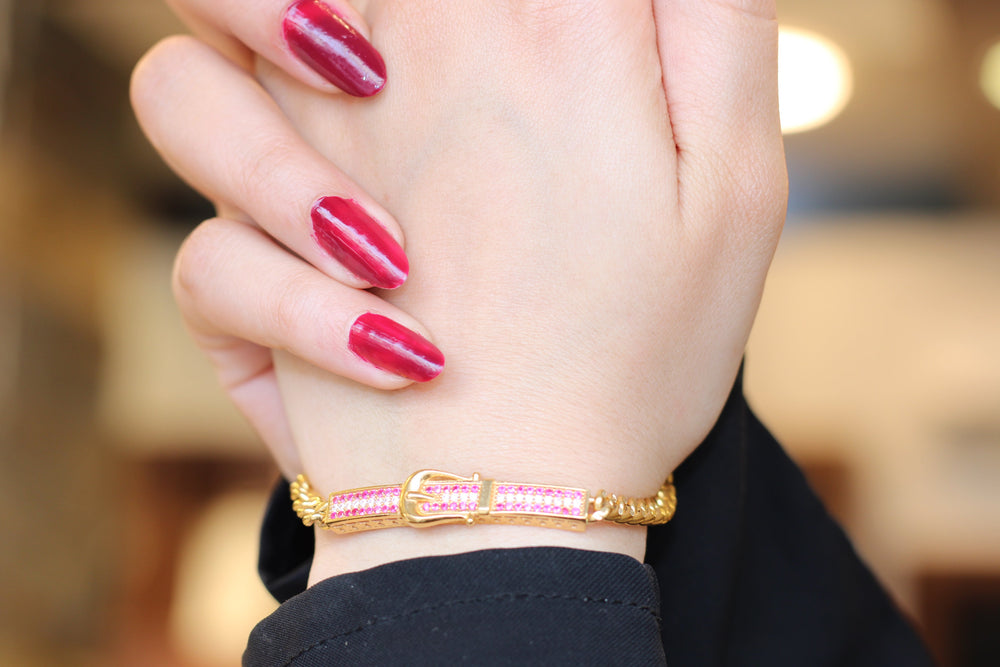 21K Gold Zirconia Bracelet by Saeed Jewelry - Image 2