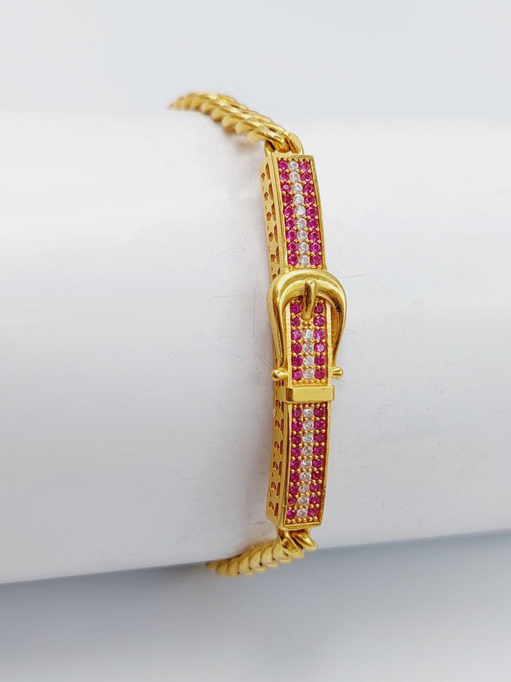 21K Gold Zirconia Bracelet by Saeed Jewelry - Image 3