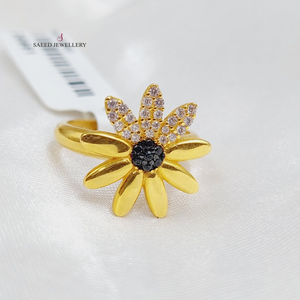 21K Zirconia Ring Made of 21K Yellow Gold by Saeed Jewelry-25872