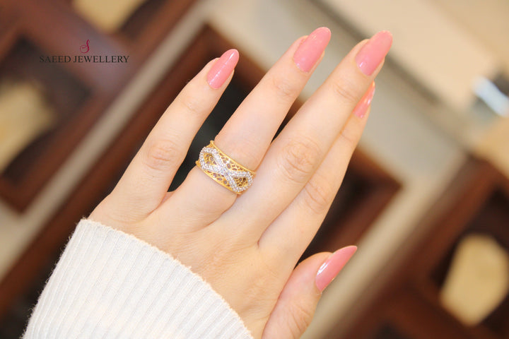 21K Gold Zirconia Wedding Ring by Saeed Jewelry - Image 2