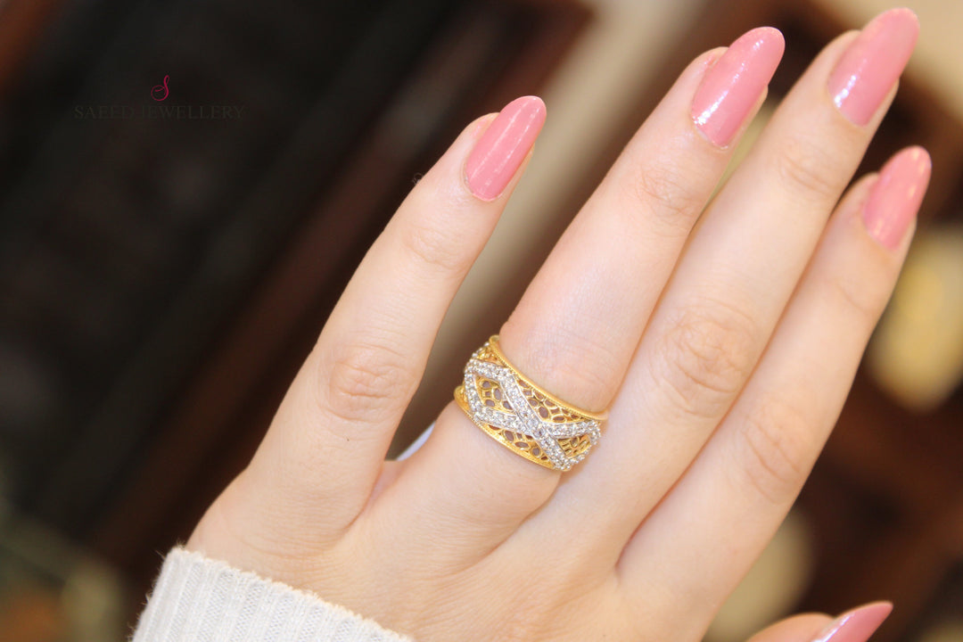 21K Gold Zirconia Wedding Ring by Saeed Jewelry - Image 4