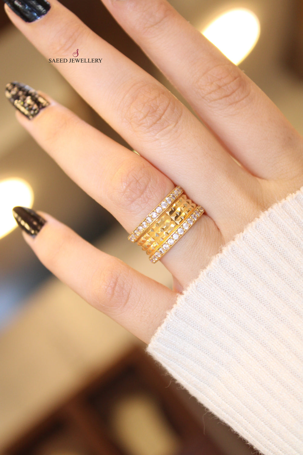 21K Gold Zirconia Wedding Ring by Saeed Jewelry - Image 2