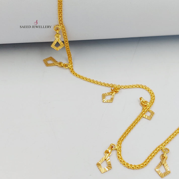 21K Gold Dandash Fancy Anklet by Saeed Jewelry - Image 5