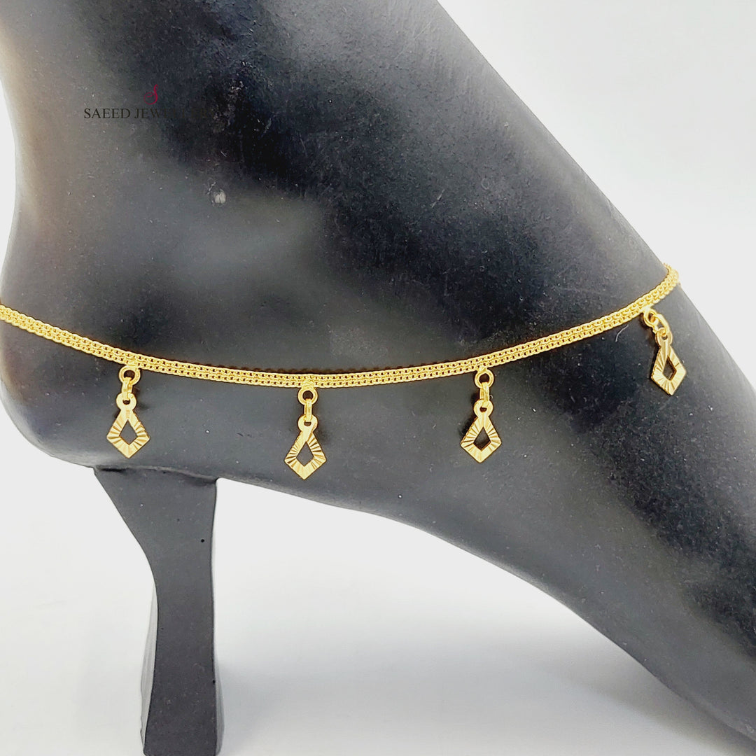 21K Gold Dandash Fancy Anklet by Saeed Jewelry - Image 8