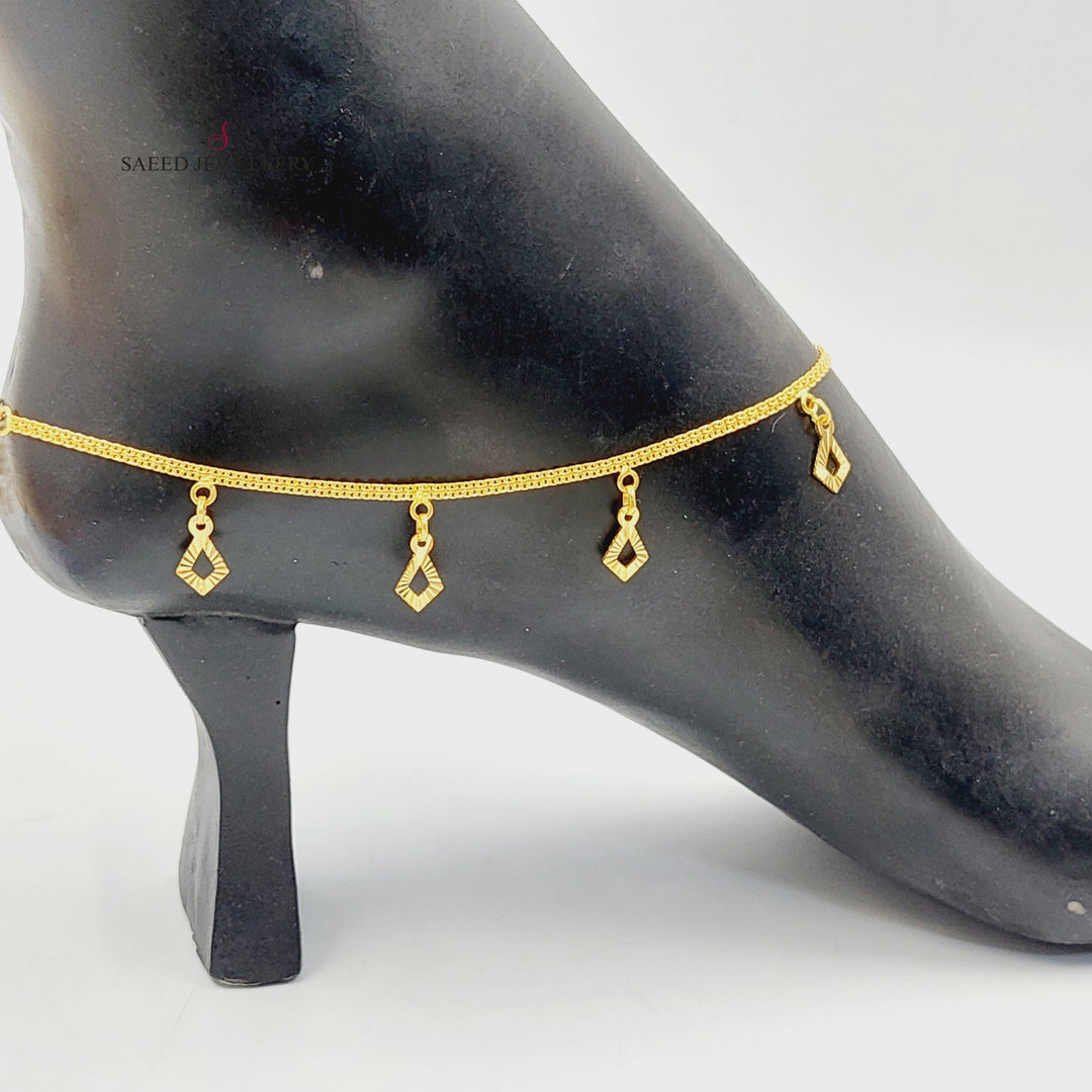 21K Gold Dandash Fancy Anklet by Saeed Jewelry - Image 7