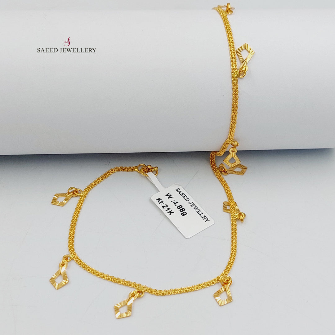 21K Gold Dandash Fancy Anklet by Saeed Jewelry - Image 3