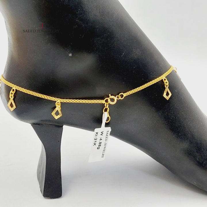 21K Gold Dandash Fancy Anklet by Saeed Jewelry - Image 6