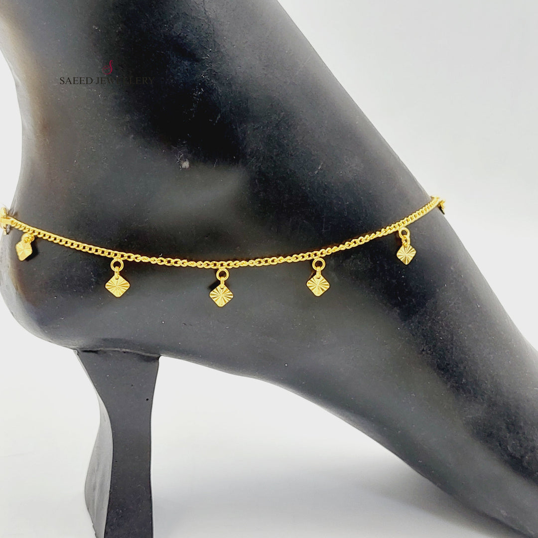 21K Gold Deluxe Dandash Anklet by Saeed Jewelry - Image 8