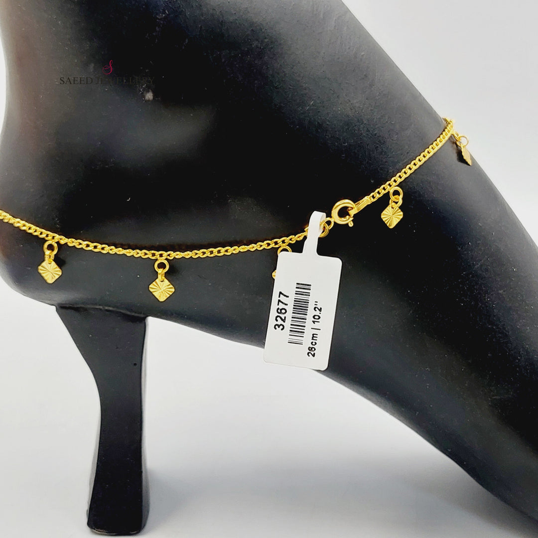 21K Gold Deluxe Dandash Anklet by Saeed Jewelry - Image 6