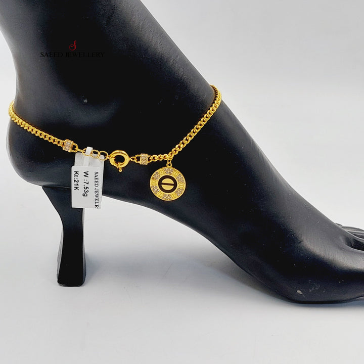 21K Gold Enameled & Zircon Studded Virna Anklet by Saeed Jewelry - Image 6