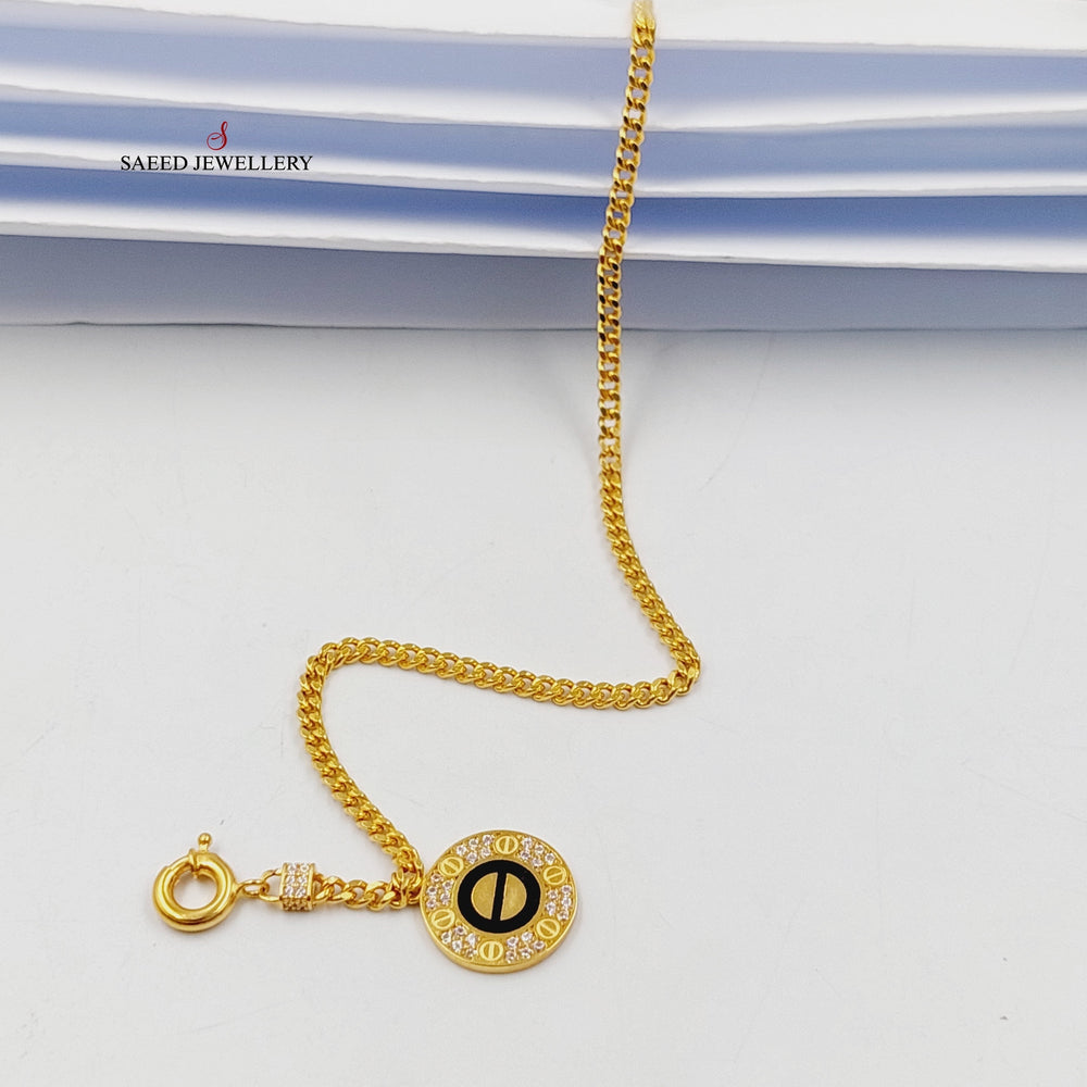 21K Gold Enameled Zircon Anklet