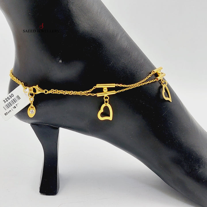 21K Gold Heart Anklet by Saeed Jewelry - Image 4