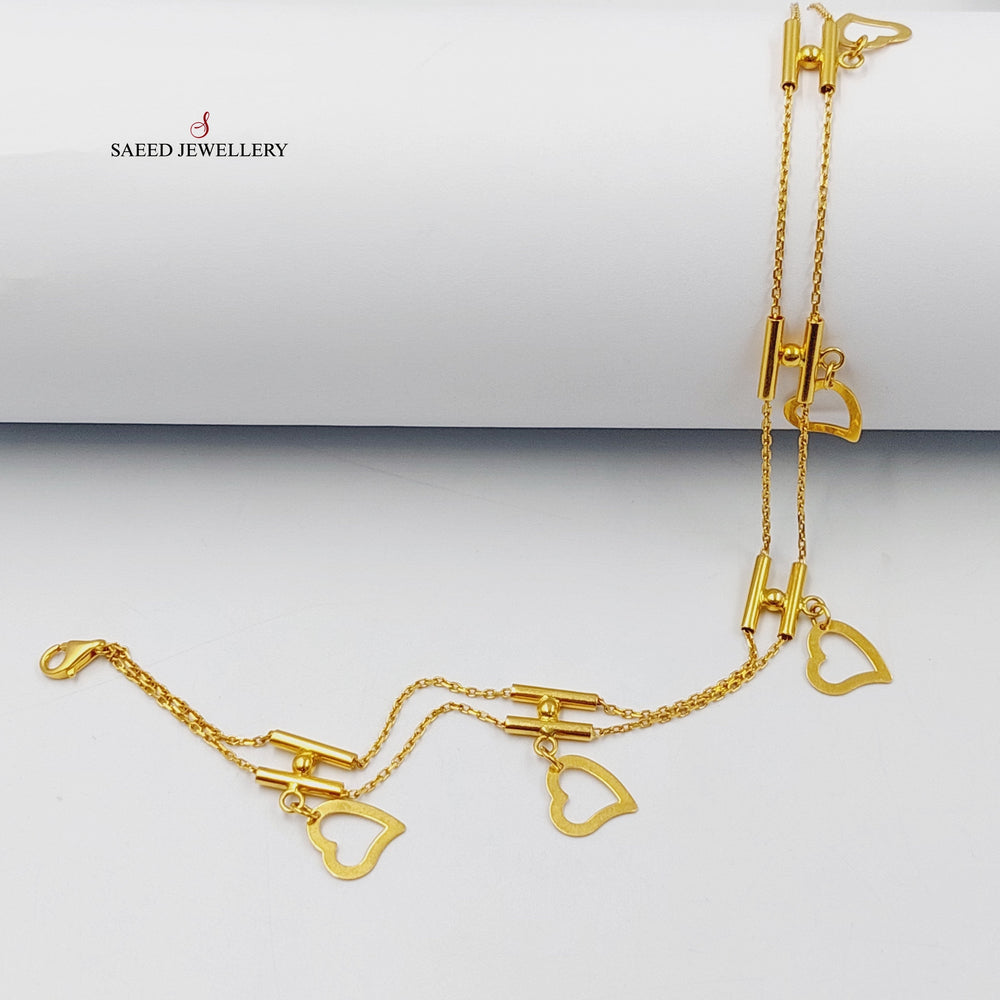 21K Gold Heart Anklet by Saeed Jewelry - Image 2