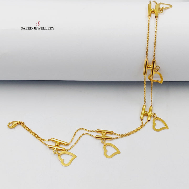 21K Gold Heart Anklet by Saeed Jewelry - Image 2