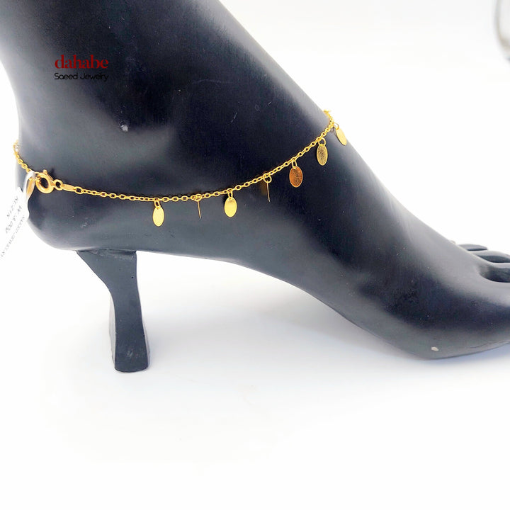 Zircon Studded Heart Anklet Made of 21K Gold by Saeed Jewelry 