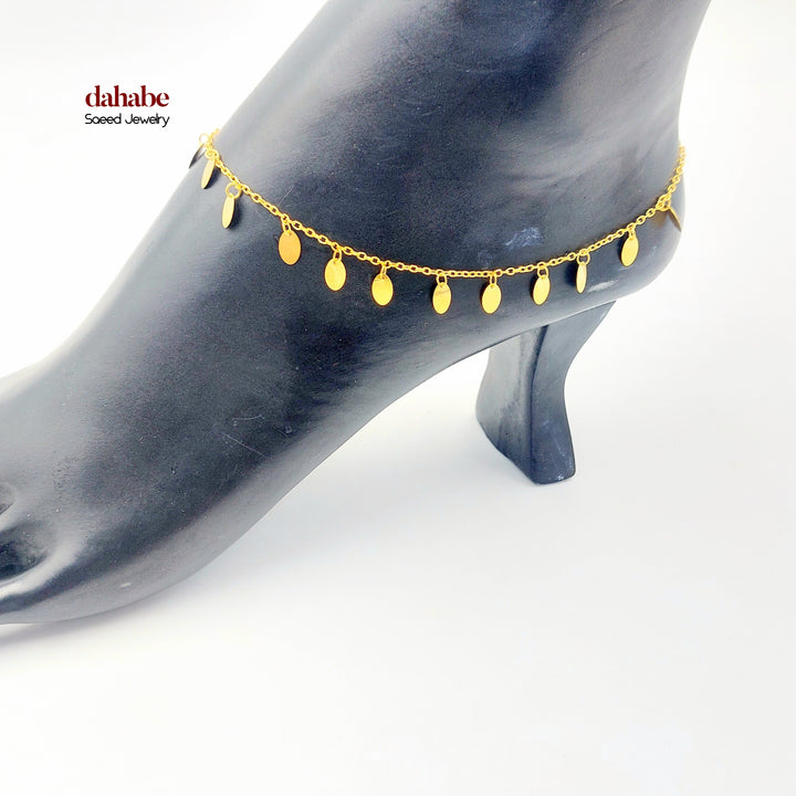 Zircon Studded Heart Anklet Made of 21K Gold by Saeed Jewelry 