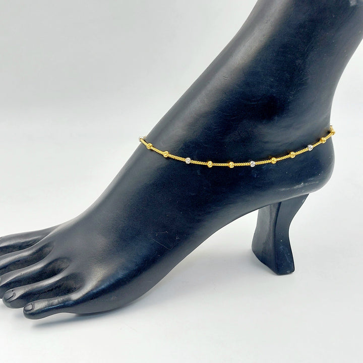 Zircon Studded Heart Anklet Made of 21K Gold by Saeed Jewelry 