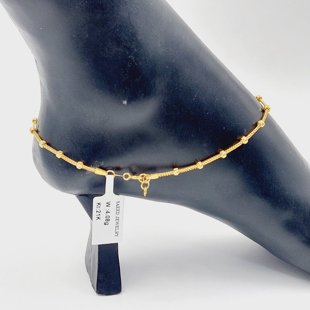 Zircon Studded Heart Anklet Made of 21K Gold by Saeed Jewelry 