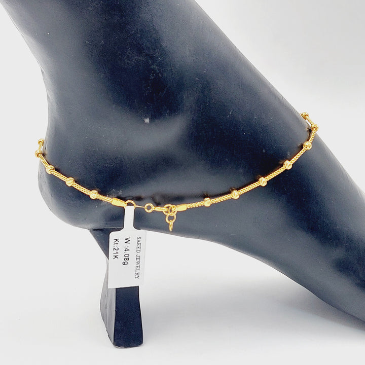 Zircon Studded Heart Anklet Made of 21K Gold by Saeed Jewelry 