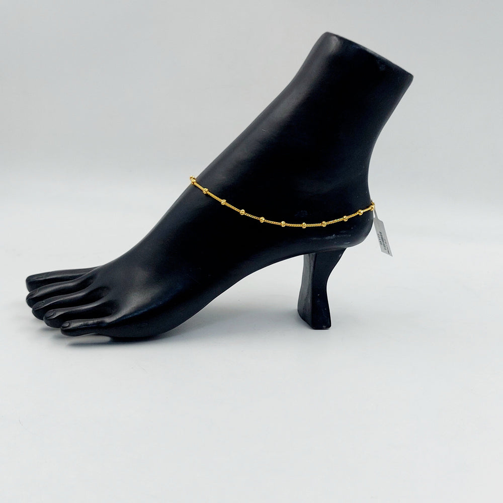 Zircon Studded Heart Anklet Made of 21K Gold by Saeed Jewelry 