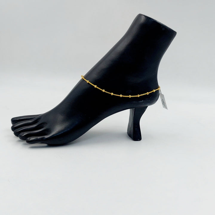 Zircon Studded Heart Anklet Made of 21K Gold by Saeed Jewelry 