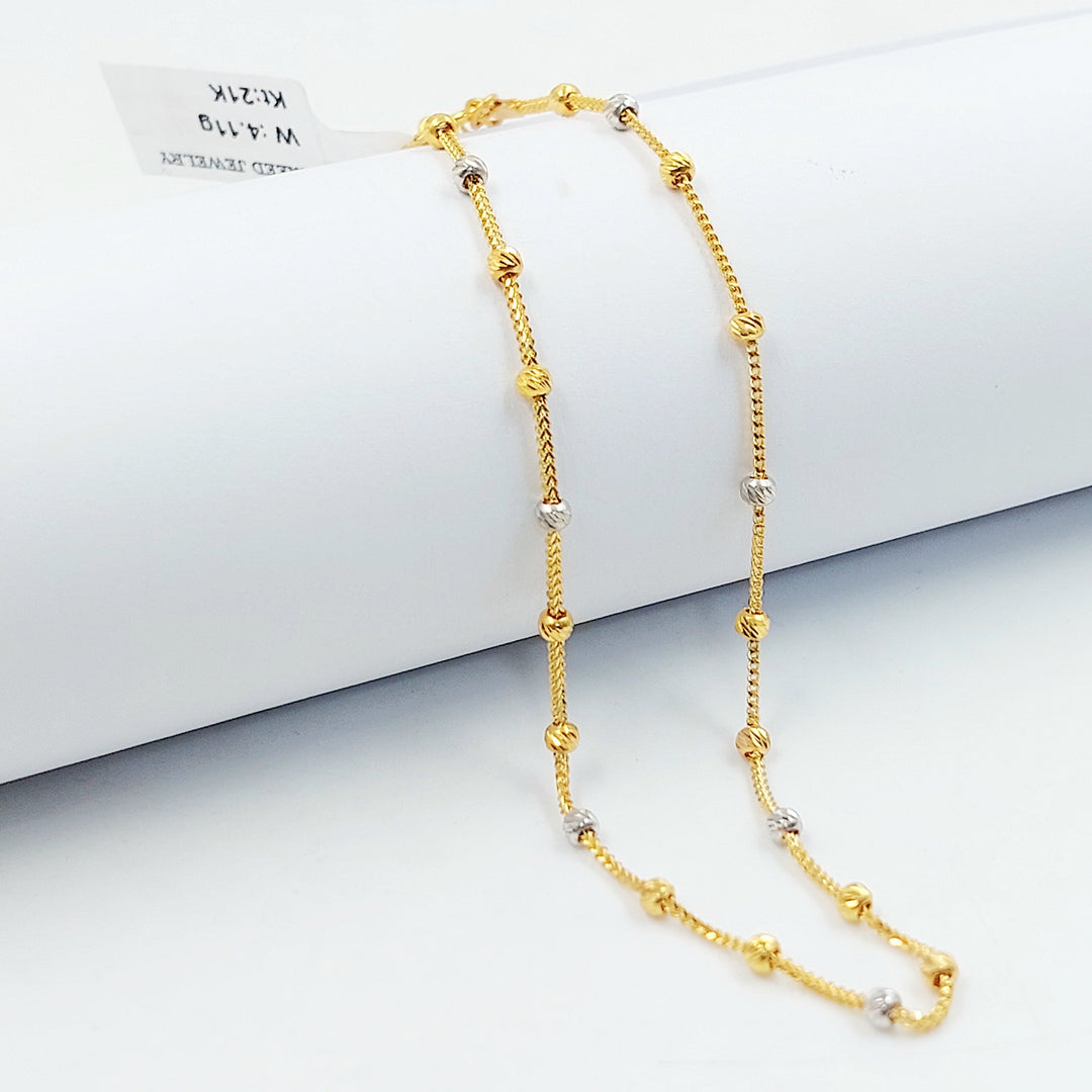 Zircon Studded Heart Anklet Made of 21K Gold by Saeed Jewelry 