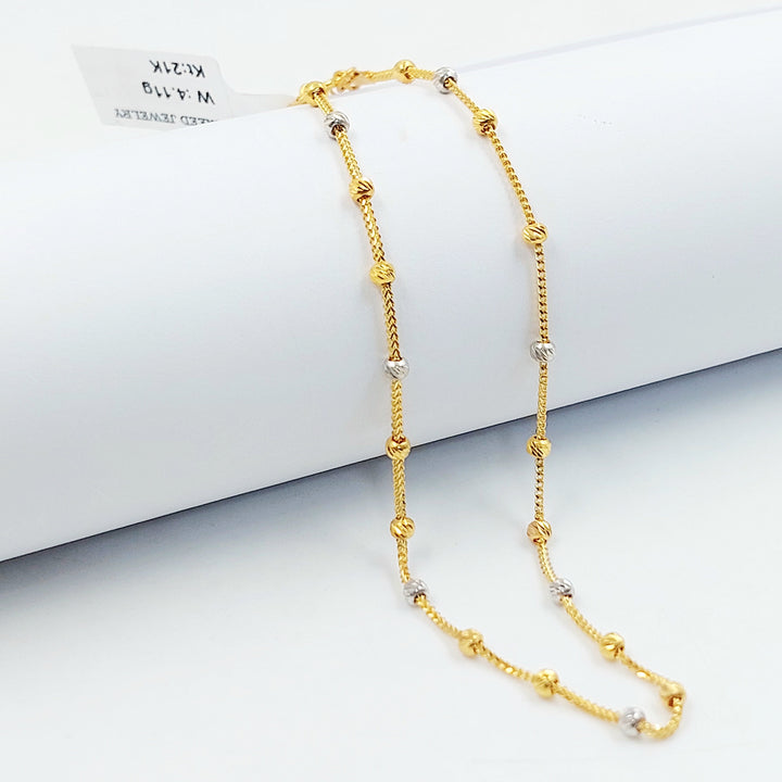 Zircon Studded Heart Anklet Made of 21K Gold by Saeed Jewelry 