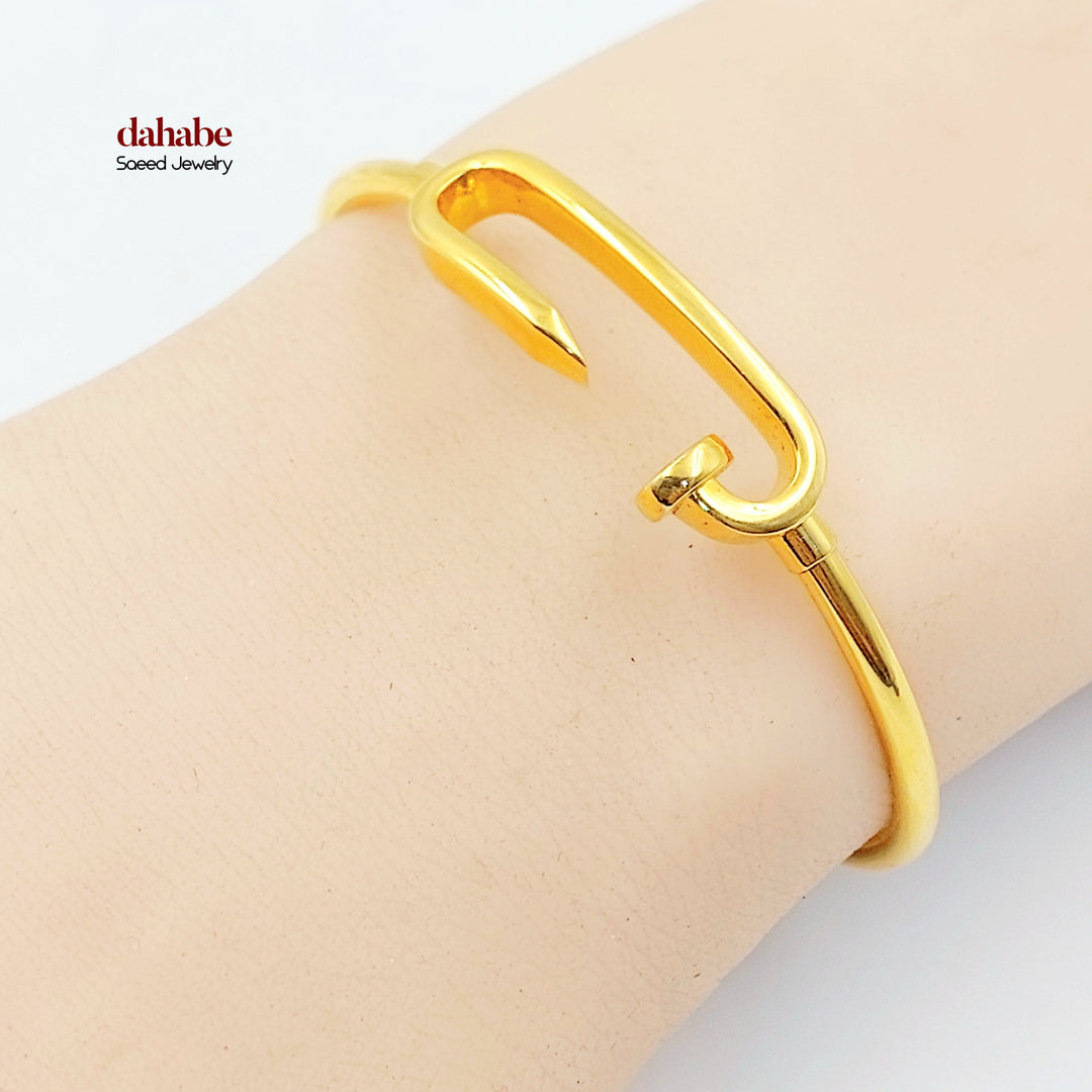 Nail Bangle Bracelet Made of 21K Gold by Saeed Jewelry 