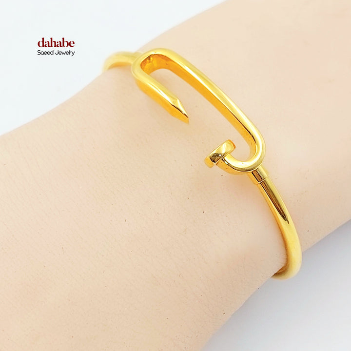 Nail Bangle Bracelet Made of 21K Gold by Saeed Jewelry 