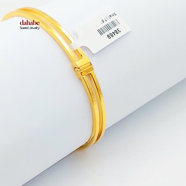Zircon Studded Rashadi Bangle Bracelet Made of 21K Gold by Saeed Jewelry 