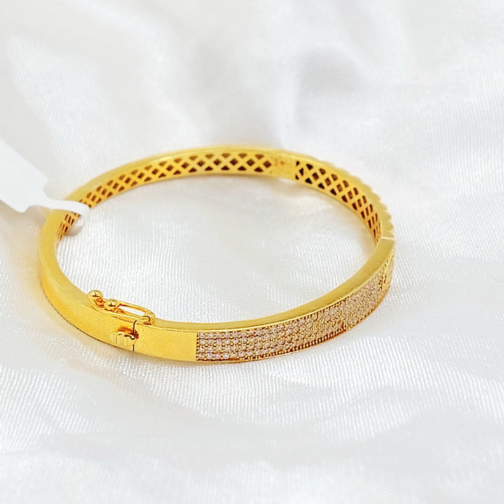 Zircon Studded Deluxe Bangle Bracelet Made of 21K Gold by Saeed Jewelry 