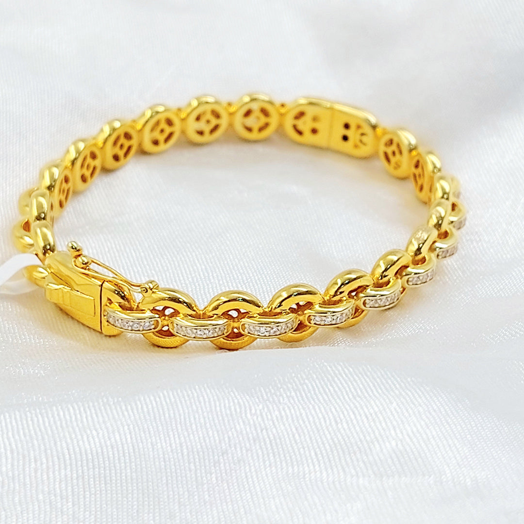 Zircon Studded Deluxe Bangle Bracelet Made of 21K Gold by Saeed Jewelry 