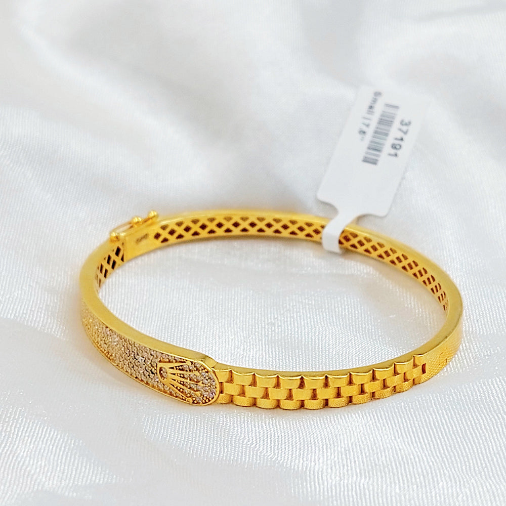 Zircon Studded Deluxe Bangle Bracelet Made of 21K Gold by Saeed Jewelry 