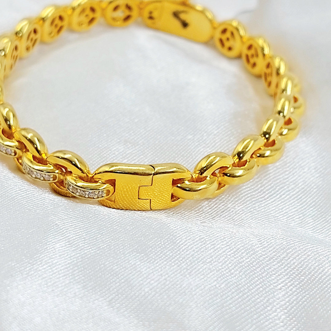 Zircon Studded Deluxe Bangle Bracelet Made of 21K Gold by Saeed Jewelry 