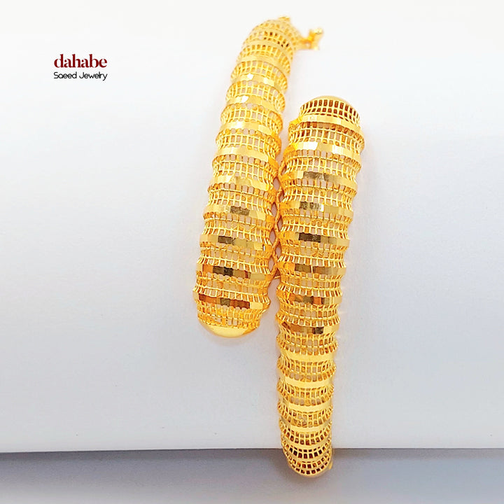 Balls Engraved Bangle Bracelet Made of 21K Gold by Saeed Jewelry 