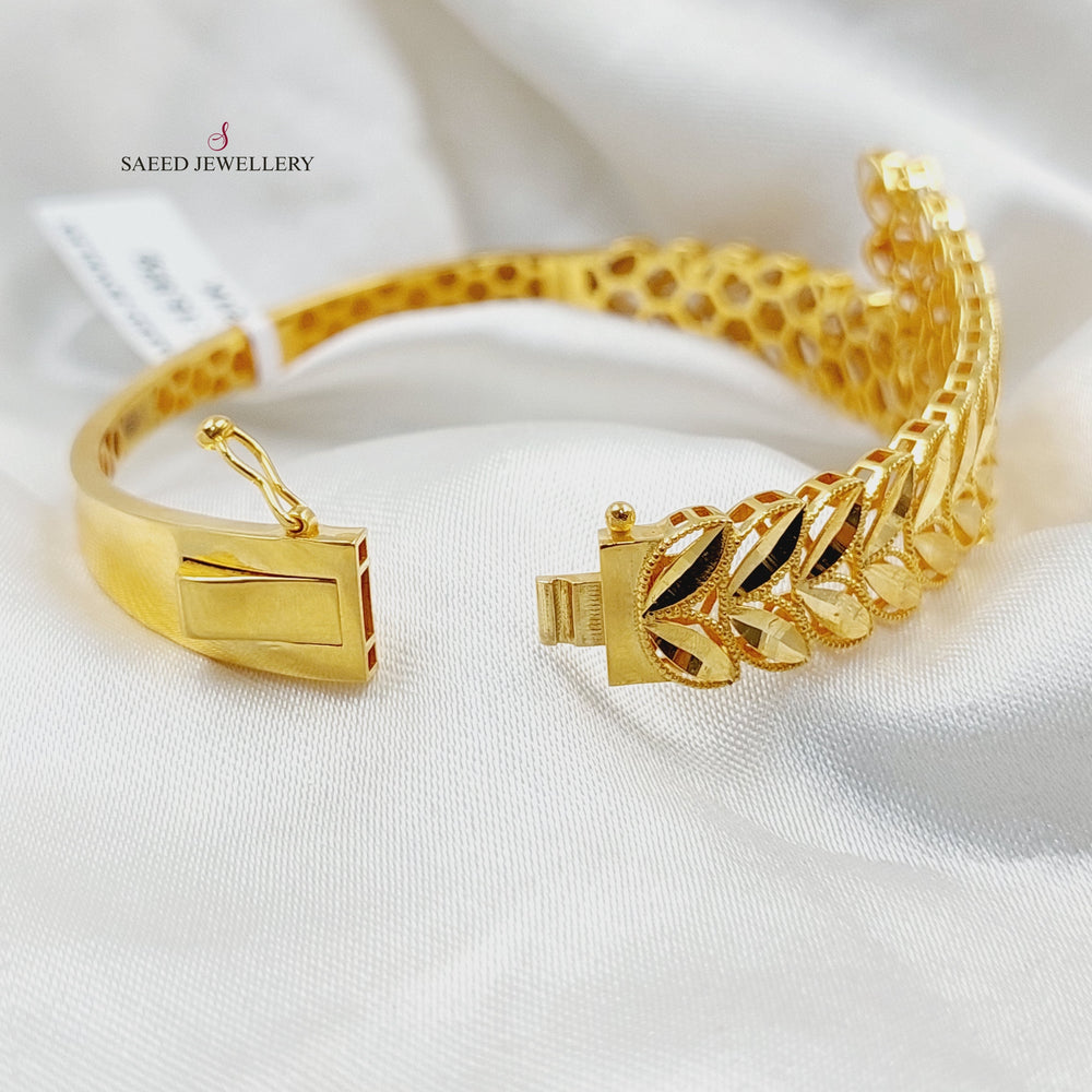 21K Gold Leaf Bangle Bracelet by Saeed Jewelry - Image 2